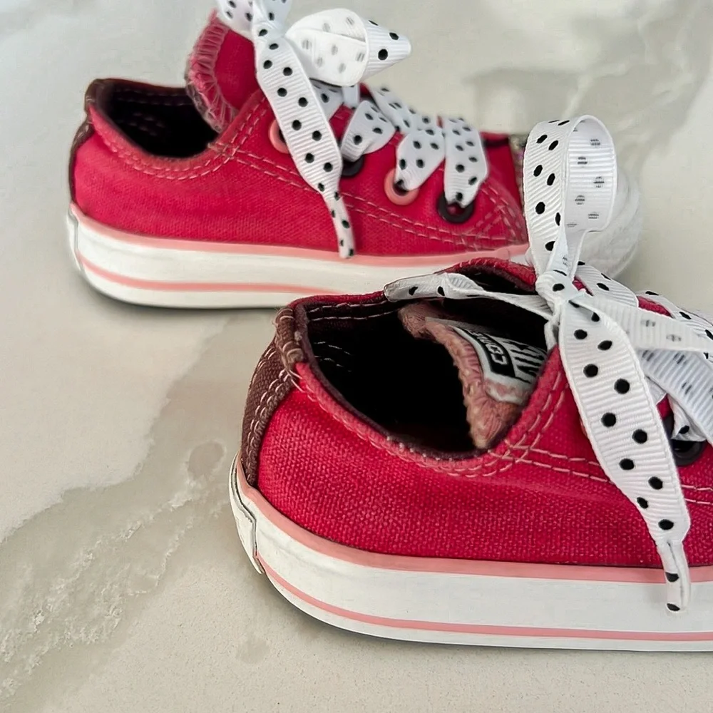 Converse Pink Minnie Mouse Bling Rhinestone Polka Dot Sneakers Little Girl Sz 5